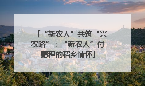 “新农人”共筑“兴农路”：“新农人”付鹏程的稻乡情怀