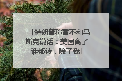 特朗普称暂不和马斯克说话：美国离了谁都转，除了我
