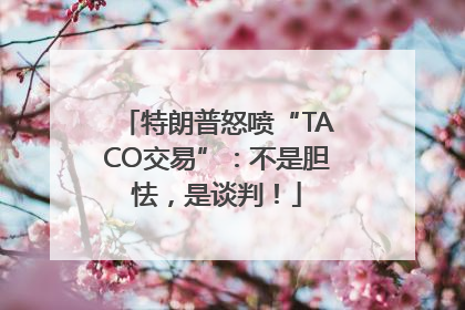 特朗普怒喷“TACO交易”：不是胆怯，是谈判！
