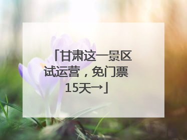 甘肃这一景区试运营，免门票15天→
