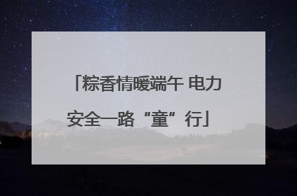粽香情暖端午 电力安全一路“童”行