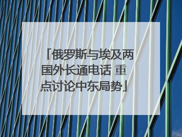 俄罗斯与埃及两国外长通电话 重点讨论中东局势