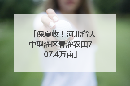 保夏收！河北省大中型灌区春灌农田707.4万亩