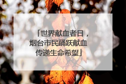 世界献血者日，烟台市民踊跃献血传递生命希望