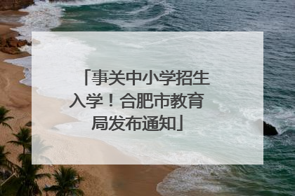 事关中小学招生入学！合肥市教育局发布通知