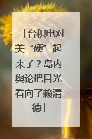 台积电对美“硬”起来了？岛内舆论把目光看向了赖清德