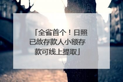 全省首个！日照已故存款人小额存款可线上提取