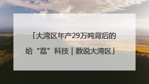 大湾区年产29万吨背后的给“荔”科技｜数说大湾区