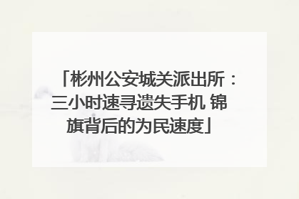 彬州公安城关派出所：三小时速寻遗失手机 锦旗背后的为民速度