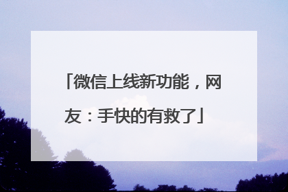 微信上线新功能，网友：手快的有救了