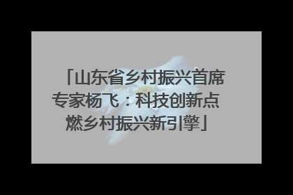 山东省乡村振兴首席专家杨飞：科技创新点燃乡村振兴新引擎