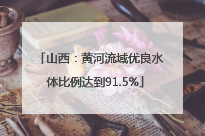 山西：黄河流域优良水体比例达到91.5%