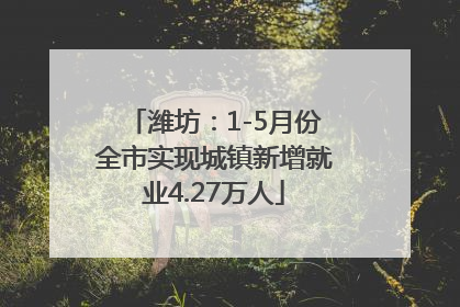 潍坊：1-5月份全市实现城镇新增就业4.27万人