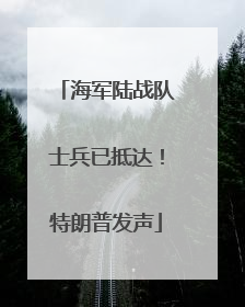 海军陆战队士兵已抵达！特朗普发声
