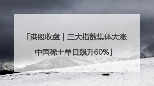 港股收盘｜三大指数集体大涨 中国稀土单日飙升60%