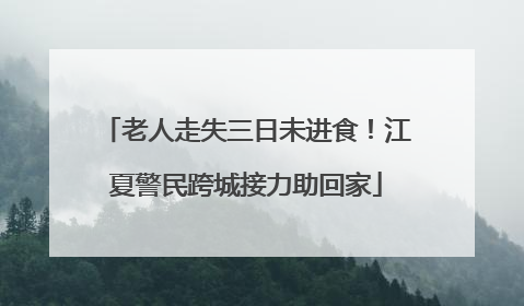 老人走失三日未进食！江夏警民跨城接力助回家