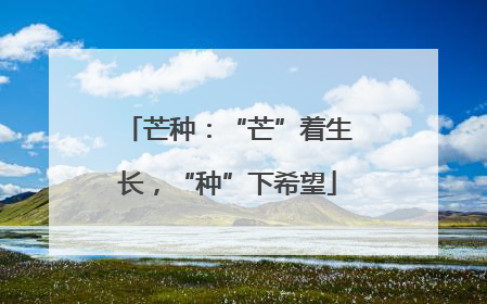 芒种：“芒”着生长，“种”下希望