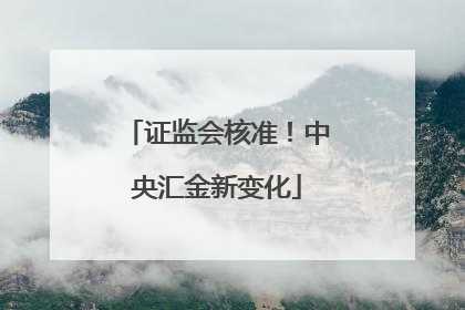 证监会核准！中央汇金新变化