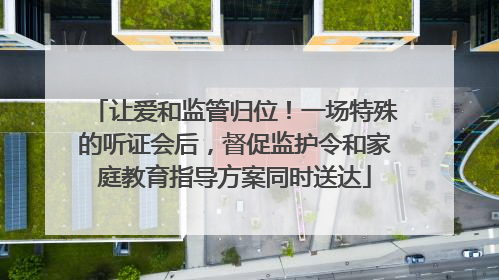 让爱和监管归位！一场特殊的听证会后，督促监护令和家庭教育指导方案同时送达