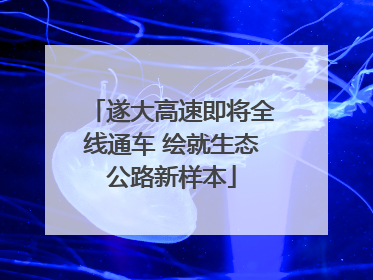遂大高速即将全线通车 绘就生态公路新样本