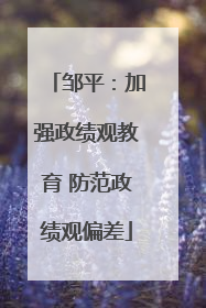 邹平：加强政绩观教育 防范政绩观偏差