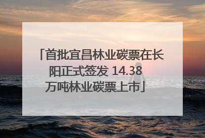 首批宜昌林业碳票在长阳正式签发 14.38万吨林业碳票上市