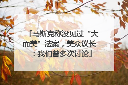马斯克称没见过“大而美”法案，美众议长：我们曾多次讨论